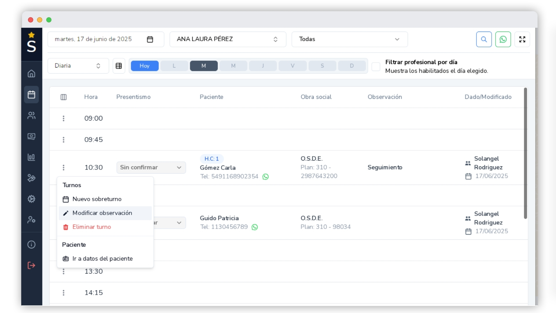 Modificar observación